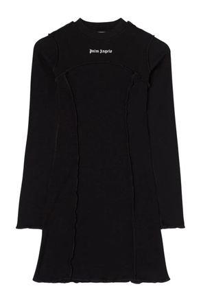 Palm Angels WOMENS LOGO RIB DRESS Size: L, colour: BLACK