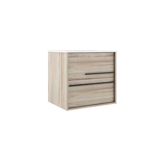 Saniclass Prime Essential Wastafelonderkast - 60x55x46cm - 2 lades - Standaard greep - MDF - licht eiken
