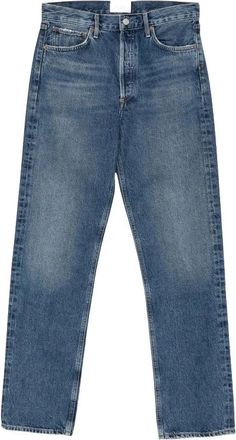 A Gold E 90s Straight Jeans met middelhoge taille - Dames - Regular Fit Jeans - Blauw - W29 - Jeans