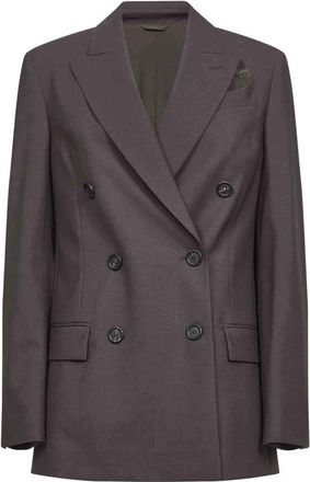 Brunello Cucinelli Dames, Jassen, Bruin, Maat: S Zijde