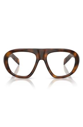 Prada PRC05S 57mm Irregular Blue Light Blocking Glasses in Juniper Tortoise Blue Light at Nordstrom
