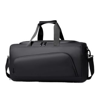 Generic Sports Gym Bag, Large Capacity Handbag,Portable Travel Duffel, Multi-compartment with Shoes Storage,Compatible For Vacation(Black)