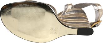 Dolce & Gabbana Gold Silver Leather Wedge Heels Sandals Womens Shoes