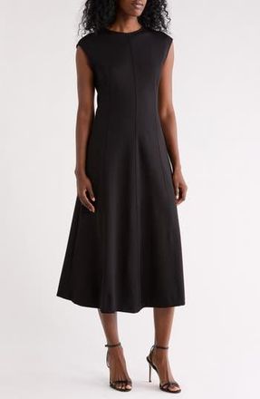 Nordstrom Rack Seamed Ponte Fit & Flare Midi Dress in Black at Nordstrom Rack, Size X-Small