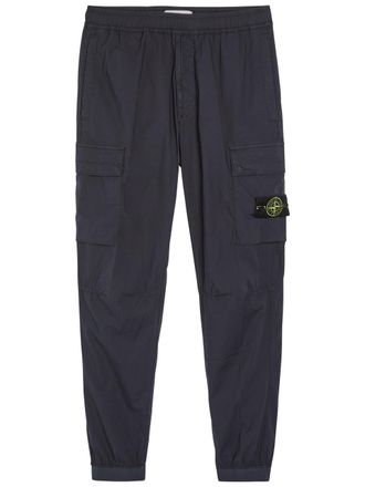Stone Island Logo Stretch-cotton Cargo Trousers - Navy - 36 (W36 / XL)