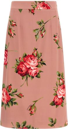 Dolce & Gabbana Pink Bouquet Rose Skirt