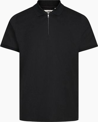 Luke 1977 Mens Luke 1977 Henry ribbed Short Sleeve polo shirt BLACK - Size: 44