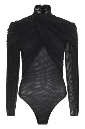 MUGLER Black Long Sleeve Bodysuit