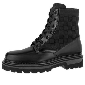 Louis Vuitton Flat Ranger Ankle Boots Black with Plaid 1A9ACR