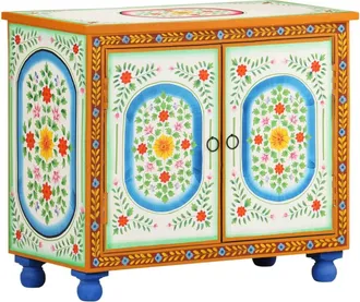vidaXL Aparador De Madera Maciza De Mango Pintado A Mano 70x35x60 Cm Vidaxl
