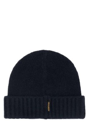 Moorer Mens Navy Blue Cashmere Beanie Hat Beluga Exterior: Cuffie
