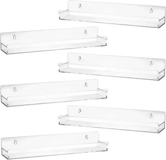 OEM Sistema De Almacenamiento Acr&iacute;lico, Estante Para Discos, Exhibici&oacute;n, Estante Para Vinilos, Estantes Acr&iacute;licos Para Ba&ntilde;o, 6 Piezas, Transparente