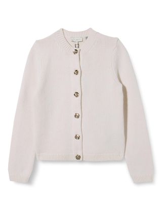 Ted Baker Womens WMK-JAYCEY-Rose Button Crew Neck Cardigan Sweater, Ivory, 8