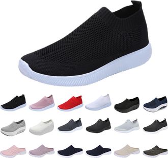 Generic womens running shoes Wide Fit Trainers for Women Comfort Slip on Walking Shoes Lightweight Breathable Mesh Running Trainer Arch Support Orthopedic Sho