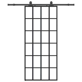 Berkfield Home Sliding Door with Hardware Set Black 90x205 cm ESG Glass