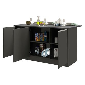 Dmora Isla De Cocina Patrizio, Mesa Auxiliar De Almacenaje, 100% Made In Italy, 155x90h90 Cm, Antracita Y Pizarra, Con Embalaje Reforzado - Dmora
