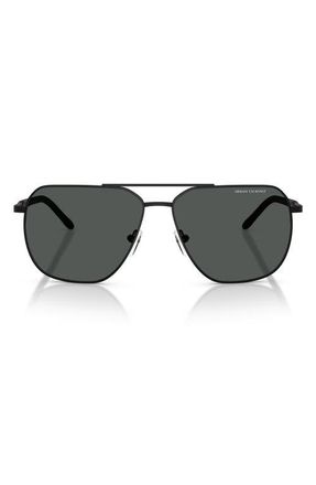 A|X Armani Exchange 59mm Pilot Sunglasses in Matte Black /Dark Grey at Nordstrom