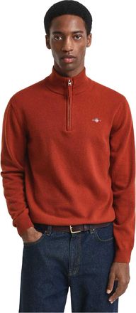 GANT Heren Superfine Lamawol Half Zip Sweatshirt (Bruin)
