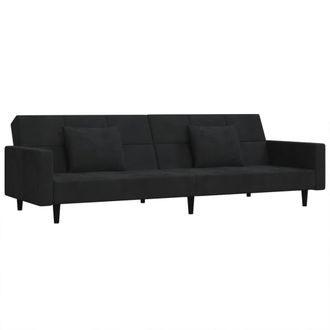 vidaXL Vidaxl - Sof&aacute; Cama De 2 Plazas Con Dos Almohadas Terciopelo Negro