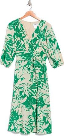 DKNY Balloon Sleeve Faux Wrap Midi Dress in Whitney Botanical at Nordstrom Rack, Size 18 (Similar To 14W)