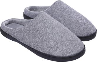 Frcolor Indoor Winter Slippers for Women, Grey Cotton House Slippers Size 42/43, Warm Bedroom Footwear for Autumn and Winter