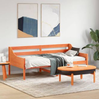 vidaXL Sof&aacute; Cama Sin Colch&oacute;n Madera Maciza Pino Marr&oacute;n Cera 90x190 Cm Vidaxl