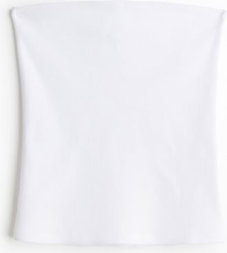 H&M Geripptes Tubetop - White