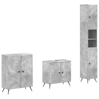 vidaXL Juego De Armarios De Ba&ntilde;o De 3 Piezas Breda Gris Hormig&oacute;n Vidaxl