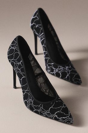 Black Suede Studio Gia Lace Pumps