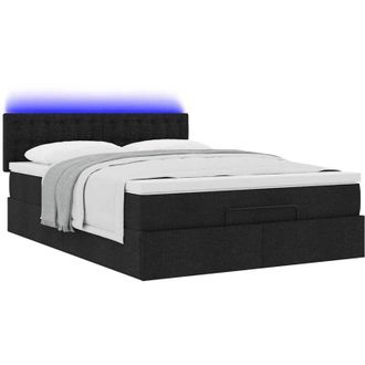 vidaXL Cama Otomana Con Colch&oacute;n Led Negra 140x190 Cm Tela Vidaxl
