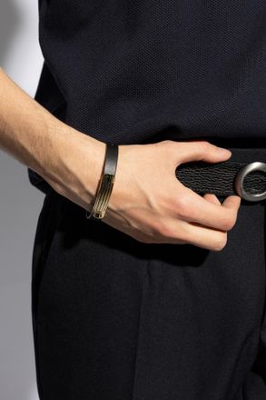 Ferragamo Leather Bracelet, Mens, Black