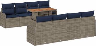 vidaXL Conjunto De Sof&aacute; De Jard&iacute;n 7 Uds. Gris Y Azul Marino Vidaxl