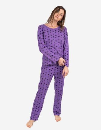 Leveret Womens Loose Fit Cotton Matching Family Pajamas, Fun & Character Themes in Dog Paw Purple at Nordstrom, Size X-Small