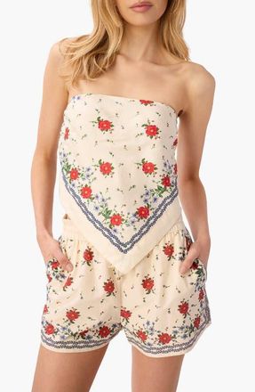 Cami NYC Juli Strapless Tie Back Silk Scarf Top in Heirloom Bandana at Nordstrom, Size Medium