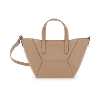 Brunello Cucinelli Tassen, Dames, Beige, ONE Size, Leer, Duo Bag Small