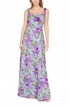 JS Collections Jordanna Floral A-Line Gown in Lilac Green at Nordstrom, Size 16