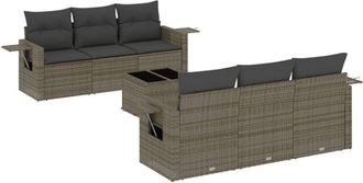 vidaXL Vidaxl - Set De Sof&aacute;s De Jard&iacute;n 7 Piezas Con Cojines Rat&aacute;n Pe Gris