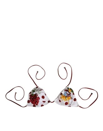 Dolce & Gabbana Womens White Red Polka Dot Floral Print Triangle And Polyamide Clothing