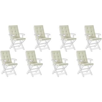 Beliani Set di 8 cuscini per sedile/schienale per sedie da esterno con lacci Verde chiaro Maui