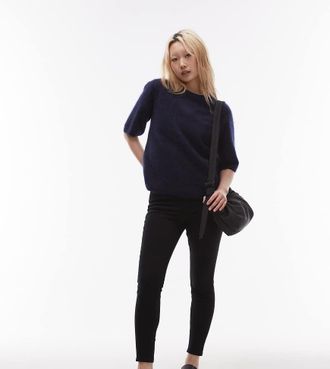 Topshop Petite Jamie - Jeans skinny a vita alta neri-Nero
