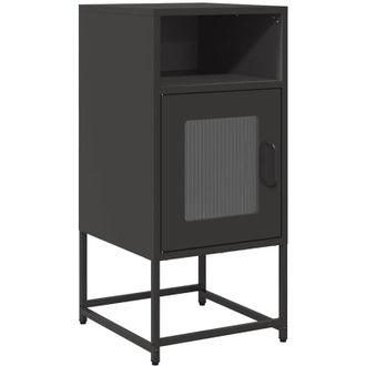 vidaXL Vidaxl - Mesita De Noche Acero Laminado En Fr&iacute;o Negro 36x39x78 Cm