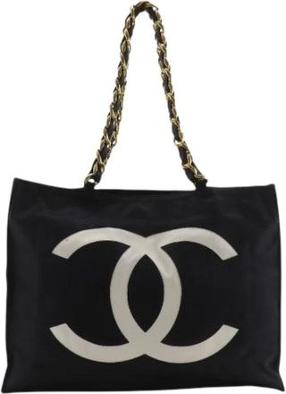 Chanel Pre-owned Coco Mark Nylon Tote Bag - Dames - Vintage Shopper - Zwart - ONE Size - Nylon - Vintage