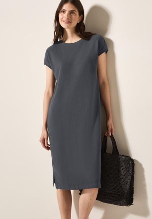 Cecil Strickkleid CECIL, Damen, Gr. XL (44), N-Gr, grau (volcanic grau), Web, Obermaterial: 58% Baumwolle, 42% Polyester, unifarben, l&auml;ssig geschnitten knie