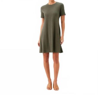 Karen Kane Short Sleeve A-Line Dress In Olive