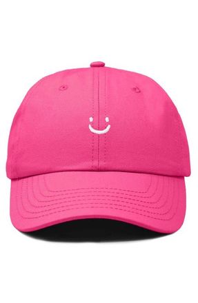 Dalix Lil Smile Embroidered Casual Hat in Hot Pink at Nordstrom
