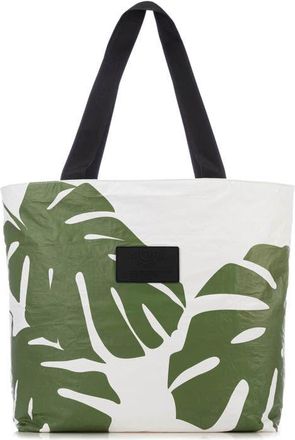 Aloha Collection Day Tripper Monstera Water Resistant Tyvek Tote in Seaweed at Nordstrom