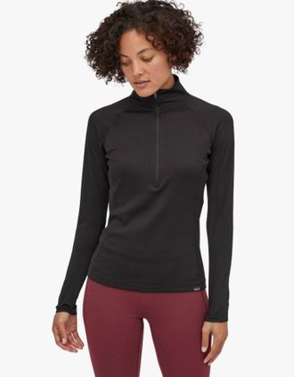 Patagonia Capilene Midweight Zip Neck Top In Black