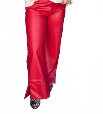 So Me Womens Leather Slit Flare Pants In Red