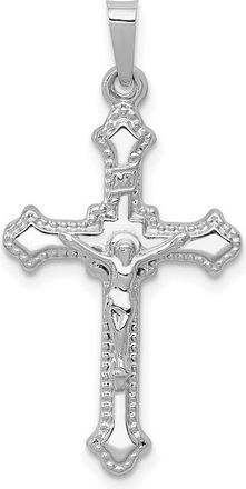 Diamond2Deal 14k White Gold Polished INRI Crucifix Pendant
