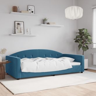 vidaXL Sof&aacute; Cama Sin Colch&oacute;n Terciopelo Azul 100x200 Cm Vidaxl